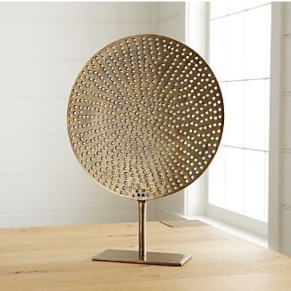 Crate & Barrel Brass Circle on Stand Decorative Sculpture - Picture 1 of 3